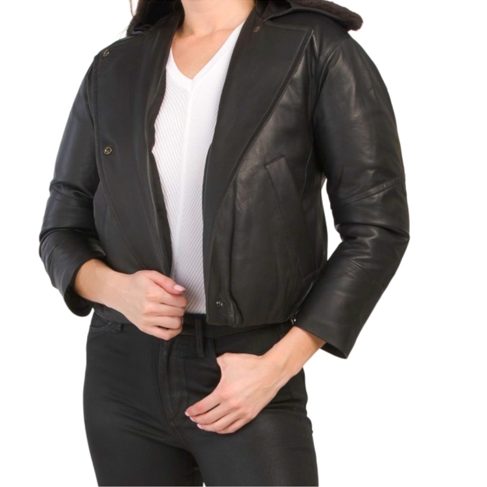 NWT VINCE SHEARLING COLLAR DOWN
INSULATED LEATHER PUFFER JACKET XS MSRP $1495